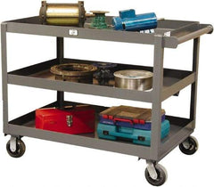 Strong Hold - 2,000 Lb Capacity, 32" Wide x 48" Long x 40" High Service Cart - 3 Shelf, Steel, Swivel Casters - Apex Tool & Supply