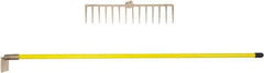Ampco - Rake with 58" Straight Fiberglass Handle - 14-1/4" Blade Width, 14 Tines, 2-3/4" Tine Length - Apex Tool & Supply