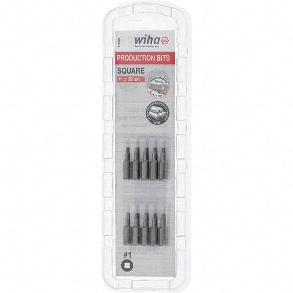 Wiha - 1/4" Drive, #1 Square Screwdriver Bit - 1" OAL - Apex Tool & Supply