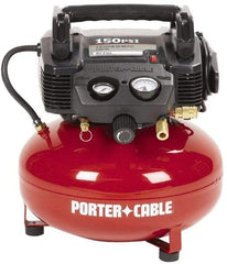 Porter-Cable - 0.8 HP, 2.6 CFM Pancake Electric Oil Free Compressor - 6 Gallon Tank, 10 Amp, 150 Max psi, 120V - Apex Tool & Supply