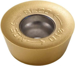 Seco - RDHT10T3M0 M07 Grade F40M Carbide Milling Insert - TiAlN/TiN Finish, 0.156" Thick, 0.394" Inscribed Circle - Apex Tool & Supply