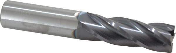 Atrax - 1", 3" LOC, 1" Shank Diam, 5-1/2" OAL, 4 Flute, Solid Carbide Square End Mill - Single End, AlTiN Finish, Spiral Flute, 30° Helix, Centercutting, Right Hand Cut, Right Hand Flute - Apex Tool & Supply
