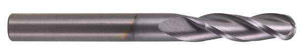 Hertel - 5/8" Diam, 1-1/4" LOC, 3 Flute Solid Carbide Ball End Mill - AlTiN Finish, Single End, 3-1/2" OAL, 5/8" Shank Diam - Apex Tool & Supply