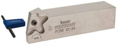 Iscar - External Thread, 0.3937" Max Depth of Cut, 1.5mm Min Groove Width, 135mm OAL, Right Hand Indexable Grooving Cutoff Toolholder - 32mm Shank Height x 32mm Shank Width, PENTA 34.. Insert Style, PCH Toolholder Style, Series PentaCut - Apex Tool & Supply