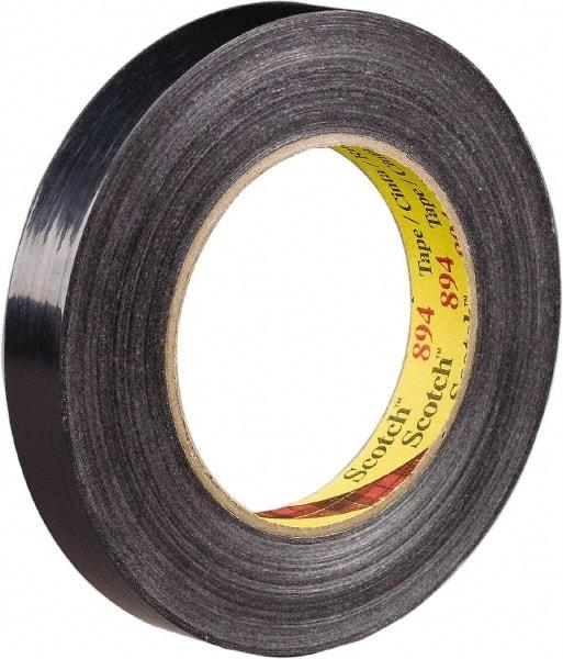 3M - 18mm x 55m Black Rubber Adhesive Strapping Tape - Polypropylene Film Backing, 6 mil Thick, 300 Lb Tensile Strength, Series 894 - Apex Tool & Supply