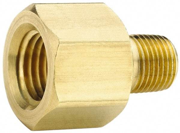 Parker - 1/2 Male Thread x 1/2 Female Thread, Brass Industrial Pipe Adapter - MNPTF x FNPTF, 1,000 psi - Apex Tool & Supply