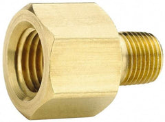 Parker - 1/2 Male Thread x 1/2 Female Thread, Brass Industrial Pipe Adapter - MNPTF x FNPTF, 1,000 psi - Apex Tool & Supply