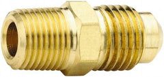 Parker - 3/8" Tube OD, 45° Lead Free Brass Flared Tube Male Connector - 3/8 NPTF, Flare x MNPTF Ends - Apex Tool & Supply