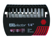 10 Piece - 1/16; 5/64; 3/32; 7/64; 1/8; 9/64; 5/32; 3/16; 7/32; 1/4" - Quick Release Holder - Insert Hex Inch Bit Set in XSelector Storage Box - Apex Tool & Supply