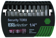 10 Piece - T7s; T8s; T9s; Ts10s; Ts15s; T20s; T25s; T27s; T30s; T40s - Quick Release Holder - Security Torx Insert Bit Set in XSelector Storage Box - Apex Tool & Supply