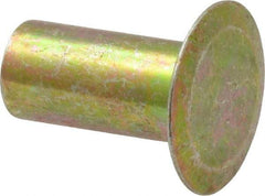 RivetKing - 0.176 to 0.184" Hole Diam, Countersunk Head, Zinc Plated Steel, Semi Tubular Rivet - 1/2 Head Diam, 1/2" Length Under Head, 150° Countersunk Head, 1/4 Body Diam - Apex Tool & Supply