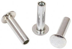 RivetKing - 0.134 to 0.141" Hole Diam, Round Head, Zinc Plated Steel, Semi Tubular Rivet - 3/8 Head Diam, 1" Length Under Head, 3/16 Body Diam - Apex Tool & Supply