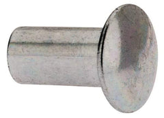 RivetKing - 0.084 to 0.09" Hole Diam, Round Head, Zinc Plated Steel, Semi Tubular Rivet - 7/32 Head Diam, 1/4" Length Under Head, 1/8 Body Diam - Apex Tool & Supply