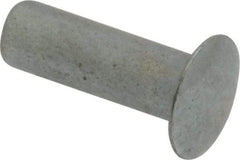 RivetKing - 0.084 to 0.09" Hole Diam, Round Head, Zinc Plated Steel, Semi Tubular Rivet - 7/32 Head Diam, 3/8" Length Under Head, 1/8 Body Diam - Apex Tool & Supply
