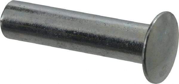 RivetKing - 0.084 to 0.09" Hole Diam, Round Head, Zinc Plated Steel, Semi Tubular Rivet - 7/32 Head Diam, 1/2" Length Under Head, 1/8 Body Diam - Apex Tool & Supply