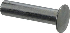RivetKing - 0.084 to 0.09" Hole Diam, Round Head, Zinc Plated Steel, Semi Tubular Rivet - 7/32 Head Diam, 1/2" Length Under Head, 1/8 Body Diam - Apex Tool & Supply