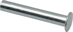 RivetKing - 0.084 to 0.09" Hole Diam, Round Head, Zinc Plated Steel, Semi Tubular Rivet - 7/32 Head Diam, 3/4" Length Under Head, 1/8 Body Diam - Apex Tool & Supply
