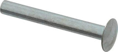 RivetKing - 0.084 to 0.09" Hole Diam, Round Head, Zinc Plated Steel, Semi Tubular Rivet - 7/32 Head Diam, 1" Length Under Head, 1/8 Body Diam - Apex Tool & Supply