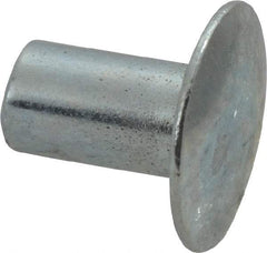 RivetKing - 0.1 to 0.17" Hole Diam, Round Head, Zinc Plated Steel, Semi Tubular Rivet - 5/16 Head Diam, 1/4" Length Under Head, 9/64 Body Diam - Apex Tool & Supply