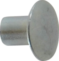 RivetKing - 0.134 to 0.141" Hole Diam, Round Head, Zinc Plated Steel, Semi Tubular Rivet - 3/8 Head Diam, 1/4" Length Under Head, 3/16 Body Diam - Apex Tool & Supply