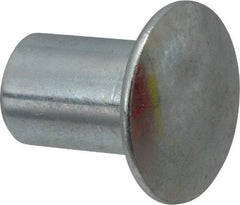 RivetKing - 0.176 to 0.184" Hole Diam, Round Head, Zinc Plated Steel, Semi Tubular Rivet - 7/16 Head Diam, 3/8" Length Under Head, 1/4 Body Diam - Apex Tool & Supply