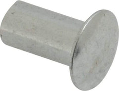 RivetKing - 0.176 to 0.184" Hole Diam, Round Head, Zinc Plated Steel, Semi Tubular Rivet - 7/16 Head Diam, 1/2" Length Under Head, 1/4 Body Diam - Apex Tool & Supply