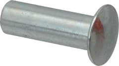 RivetKing - 0.176 to 0.184" Hole Diam, Round Head, Zinc Plated Steel, Semi Tubular Rivet - 7/16 Head Diam, 3/4" Length Under Head, 1/4 Body Diam - Apex Tool & Supply