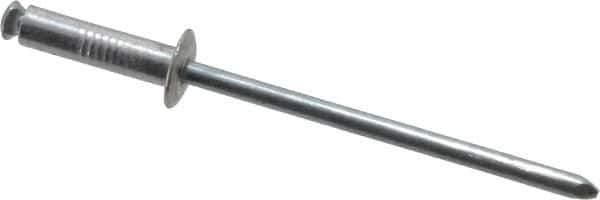 RivetKing - Dome Head Aluminum Peel Blind Rivet - Steel Mandrel, 1/8" to 0.275" Grip, 0.255" Head Diam, 0.129" Max Hole Diam, 0.472 to 0.511" Length Under Head, 1/8" Body Diam - Apex Tool & Supply