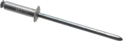 RivetKing - Dome Head Aluminum Peel Blind Rivet - Steel Mandrel, 1/8" to 0.275" Grip, 0.255" Head Diam, 0.129" Max Hole Diam, 0.472 to 0.511" Length Under Head, 1/8" Body Diam - Apex Tool & Supply