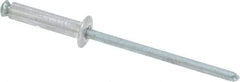 RivetKing - Dome Head Aluminum Peel Blind Rivet - Steel Mandrel, 1/8" to 0.354" Grip, 0.255" Head Diam, 0.129" Max Hole Diam, 0.551 to 0.590" Length Under Head, 1/8" Body Diam - Apex Tool & Supply