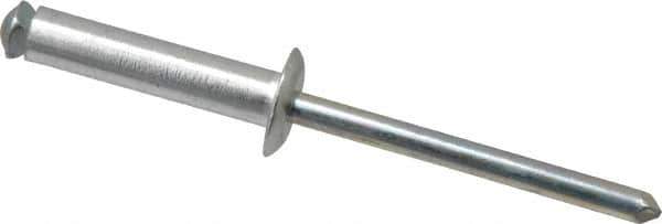 RivetKing - Dome Head Aluminum Peel Blind Rivet - Steel Mandrel, 0.188" to 0.63" Grip, 3/8" Head Diam, 0.196" Max Hole Diam, 0.827 to 0.865" Length Under Head, 3/16" Body Diam - Apex Tool & Supply
