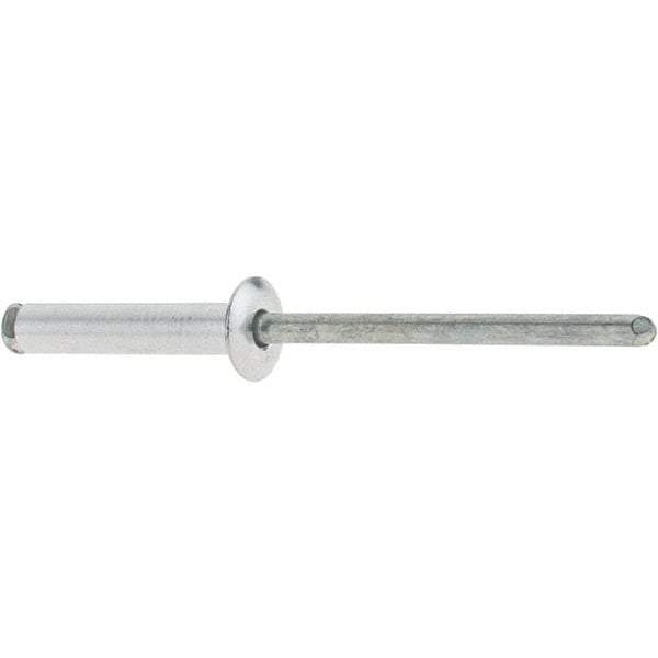 RivetKing - Dome Head Aluminum Peel Blind Rivet - Steel Mandrel, 0.188" to 0.748" Grip, 3/8" Head Diam, 0.196" Max Hole Diam, 0.945 to 0.984" Length Under Head, 3/16" Body Diam - Apex Tool & Supply