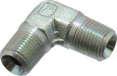 Parker - 1/8 Male Thread, Zinc Plated Steel Industrial Pipe 90° Male Elbow - MNPTF, 6,000 psi - Apex Tool & Supply