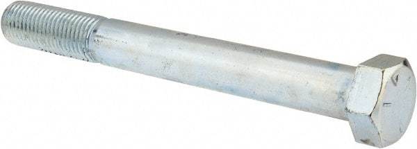 Made in North America - 1-1/4 - 7 UNC, 11" Length Under Head Hex Head Cap Screw - Partially Threaded, Grade 5 Steel, Zinc-Plated Finish, 1-7/8" Hex - Apex Tool & Supply