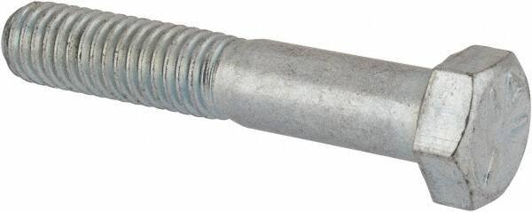 Made in North America - 3/8-16 UNC, 2-1/8" Length Under Head Hex Head Cap Screw - Partially Threaded, Grade 5 Steel, Zinc-Plated Finish, 9/16" Hex - Apex Tool & Supply