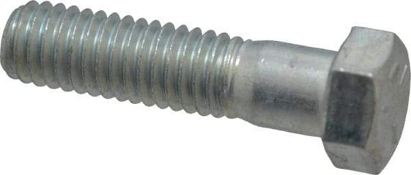 Made in USA - 7/16-14 UNC, 1-3/4" Length Under Head Hex Head Cap Screw - Partially Threaded, Grade 5 Steel, Zinc-Plated Finish, 5/8" Hex - Apex Tool & Supply
