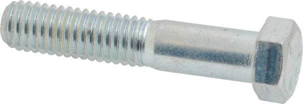Made in USA - 7/16-14 UNC, 2-1/4" Length Under Head Hex Head Cap Screw - Partially Threaded, Grade 5 Steel, Zinc-Plated Finish, 5/8" Hex - Apex Tool & Supply