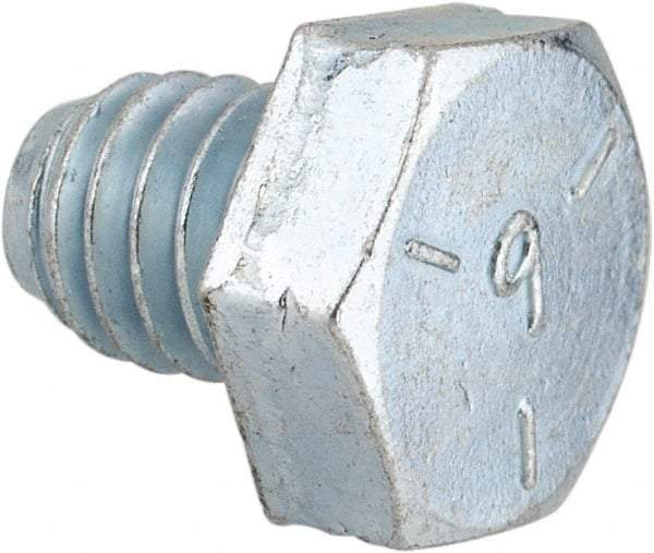 Made in North America - 5/16-18 UNC, 3/8" Length Under Head Hex Head Cap Screw - Fully Threaded, Grade 5 Steel, Zinc-Plated Finish, 1/2" Hex - Apex Tool & Supply
