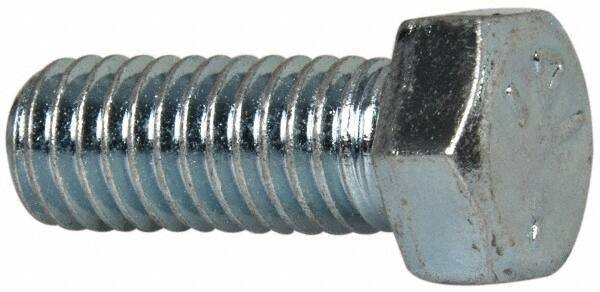 Value Collection - 7/16-14 UNC, 1-1/8" Length Under Head Hex Head Cap Screw - Fully Threaded, Grade 5 Steel, Zinc-Plated Finish, 5/8" Hex - Apex Tool & Supply