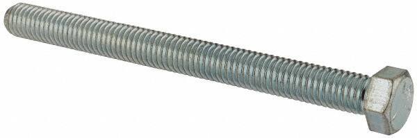 Made in North America - 7/16-14 UNC, 5" Length Under Head Hex Head Cap Screw - Fully Threaded, Grade 5 Steel, Zinc-Plated Finish, 5/8" Hex - Apex Tool & Supply
