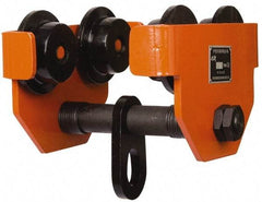 Value Collection - 1/2 Ton Capacity Wide Range Ball Bearing Trolley - 2-43/64" to 4-31/32" Flange Width, 2-1/4" Wheel Diam, 3" to 15" I-Beam, 35" Min Radius - Apex Tool & Supply