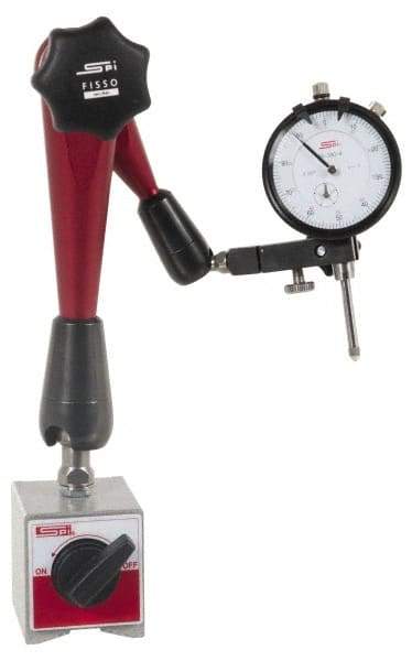 SPI - 0.001" Graduation, 0-100 Dial Reading, Dial Indicator & Base Kit - 2-1/4" Base Length x 2" Base Width x 2-1/8" Base Height, 2" Dial Diam - Apex Tool & Supply