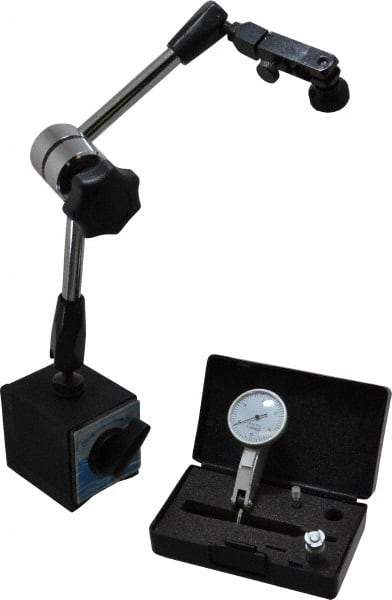 Value Collection - 0.0005" Graduation, 0-15-0 Dial Reading, Indicator & Base Kit - 2-1/2" Base Length x 2" Base Width x 2-1/8" Base Height - Apex Tool & Supply