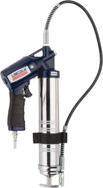 Lincoln - 6,000 Max psi, Flexible Air-Operated Grease Gun - 14-1 & 2 oz (Cartridge) & 16 oz (Bulk) Capacity, 1/8 Thread Outlet, Bulk & Cartridge Fill, Includes Advanced Vent Valve with Filler Nipple - Apex Tool & Supply