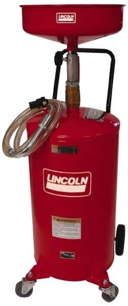 Lincoln - 18 Gal Pressurized Evacuation Drain Container with Casters - Red with 14" Bowl, 40" Long Hose - Apex Tool & Supply