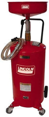 Lincoln - 18 Gal Pressurized Evacuation Drain Container with Casters - Red with 14" Bowl, 40" Long Hose - Apex Tool & Supply