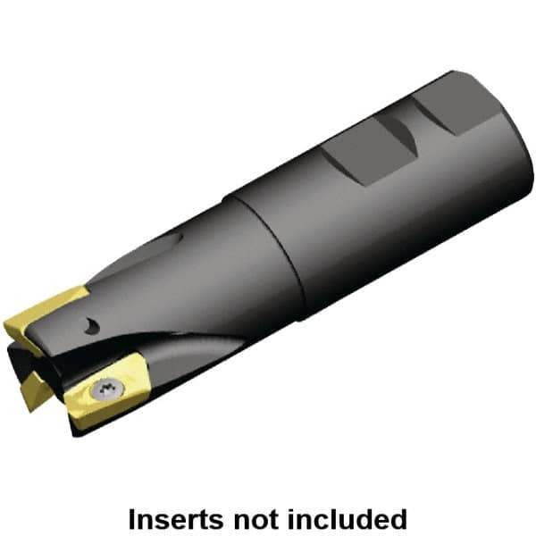 Kennametal - 7/8" Cut Diam, 0.58" Max Depth of Cut, 1" Shank Diam, 4.03" OAL, Indexable Square Shoulder End Mill - EC14.., EP14.. Inserts, Weldon Shank, 0° Lead Angle, Through Coolant - Apex Tool & Supply