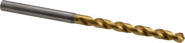 OSG - #3 120° Vanadium High Speed Steel Jobber Drill - TiN Finish, Right Hand Cut, Spiral Flute, Straight Shank, 101mm OAL, Standard Point - Apex Tool & Supply