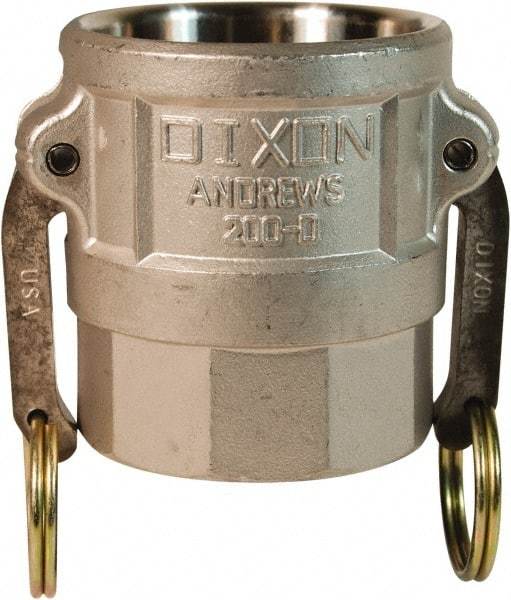 Dixon Valve & Coupling - 2" Stainless Steel Cam & Groove Suction & Discharge Hose Female Coupler Female NPT Thread - Part D, 2" Thread, 250 Max psi - Apex Tool & Supply