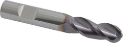 Niagara Cutter - 3/8" Diam, 1" LOC, 3 Flute Solid Carbide Ball End Mill - TiAlN Finish, Single End, 2-1/2" OAL, 3/8" Shank Diam, Spiral Flute - Apex Tool & Supply